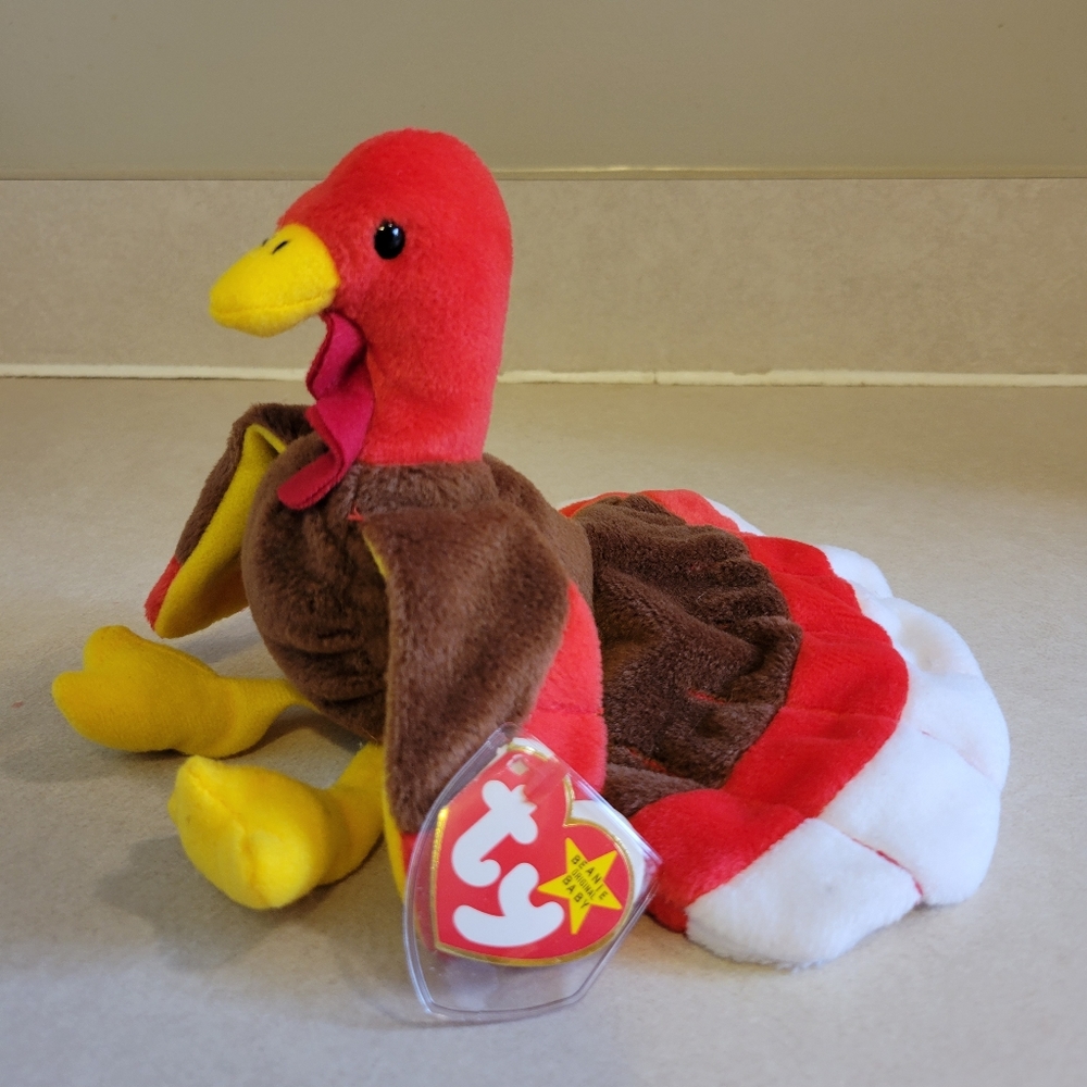 RARE~VINTAGE~1997~TY Beanie Babies GOBBLES The Turkey with TAG ERRORS